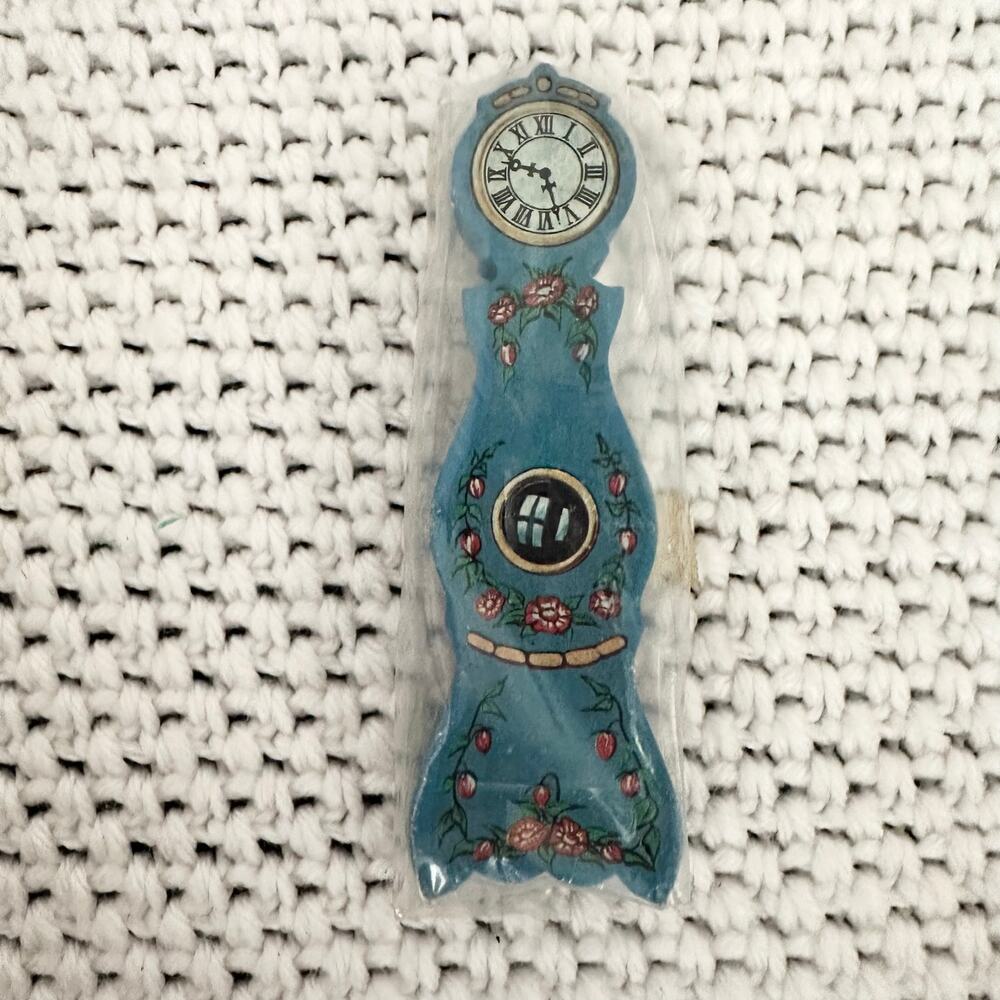 LUNDBY Blue Handpainted Vintage Dollhouse Miniature Leksand Clock NOS New